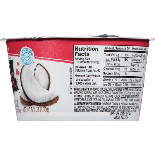 So Delicious Dairy Free Cultured Organic Coconut Raspberry Yogurt (5.3