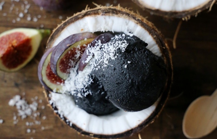 Black coconut and peanut butter nice-cream