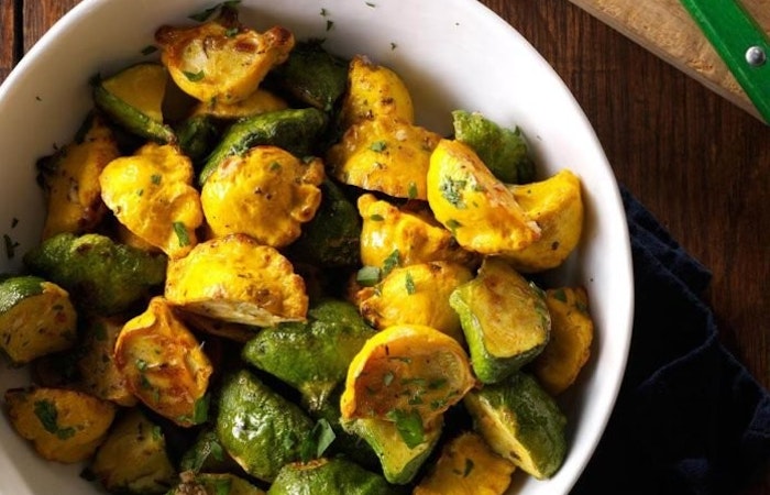 Simple Baby Zucchini and Patty Pan Squash sautéed in Herb Butter