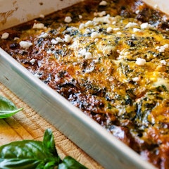 Mushroom, Spinach and Goats cheese fritatta